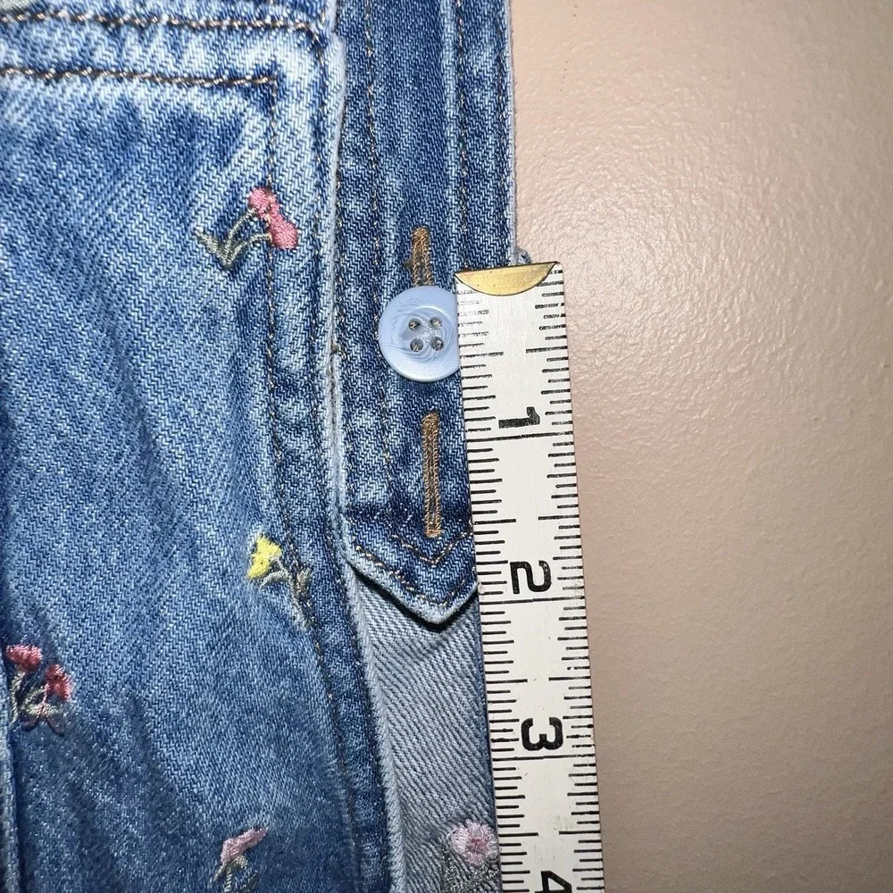 Embroidered Floral Denim Dress Overalls 5 Gap Kids Girl Ruffle Country Kidcore